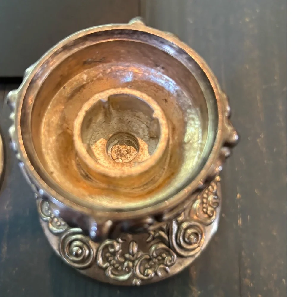 Godinger Silver Plated Candlestick Holders Set of 2 Baroque Scroll Design 4 inch
